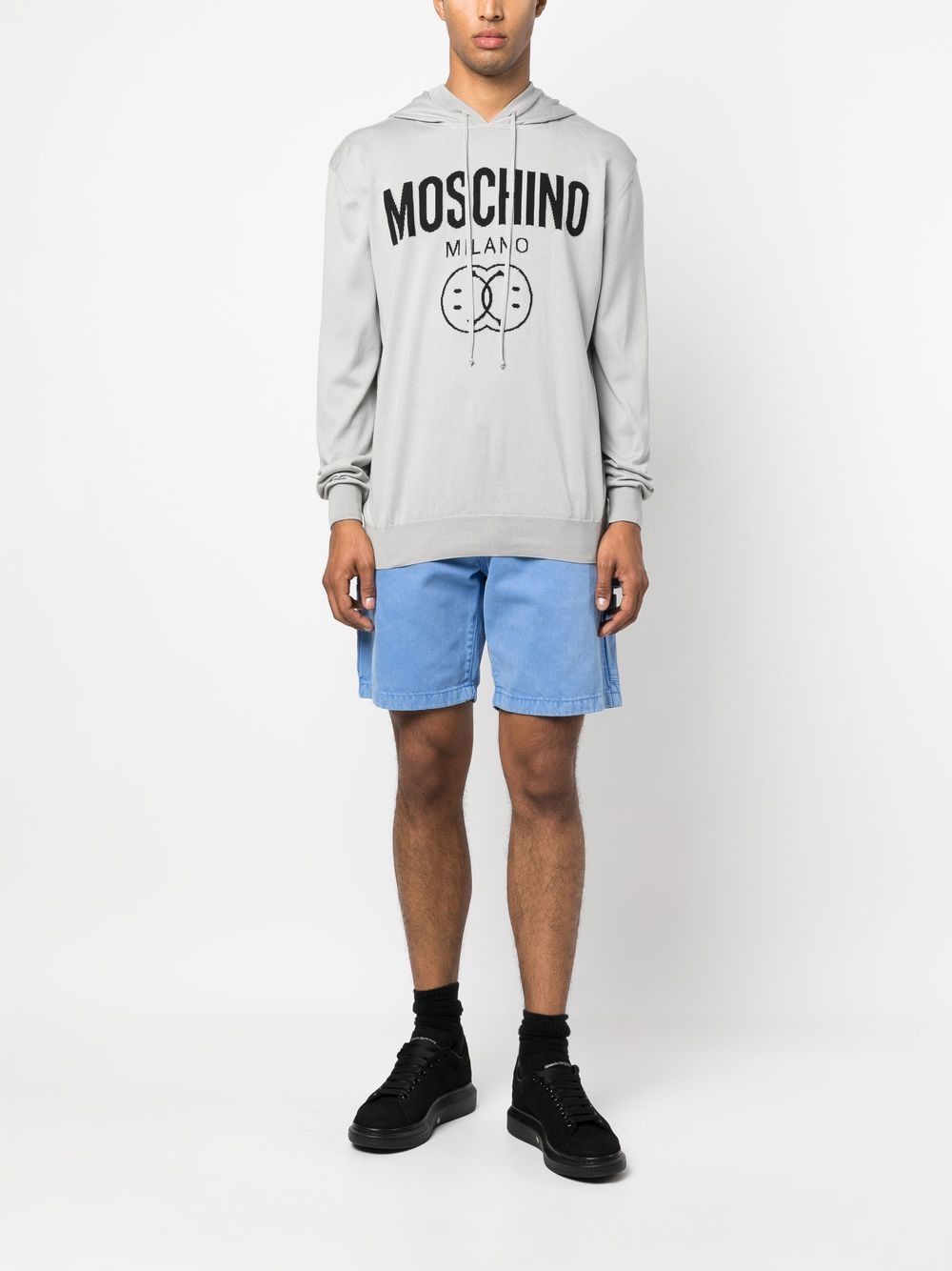 Moschino Micro-label Long-sleeved Sweater In White