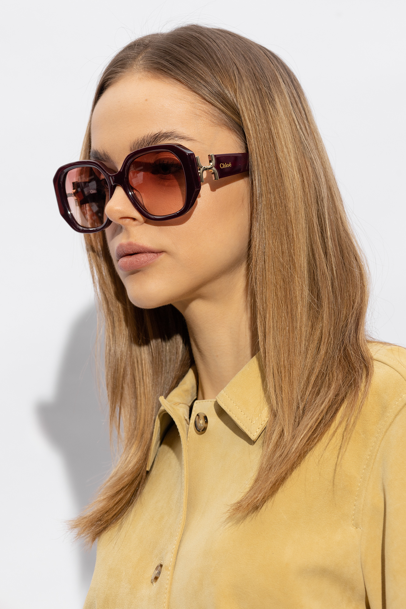 Chloé Eyewear Rectangular Frame Sunglasses In Pink