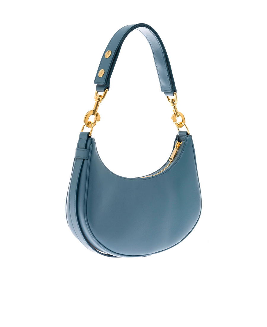 Celine Ava Medium Smooth Cowhide Leather Strap Handbag In Blue