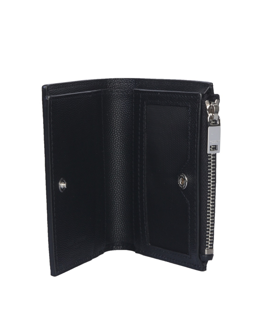 Saint Laurent Grainy Zipped Card Case In Black