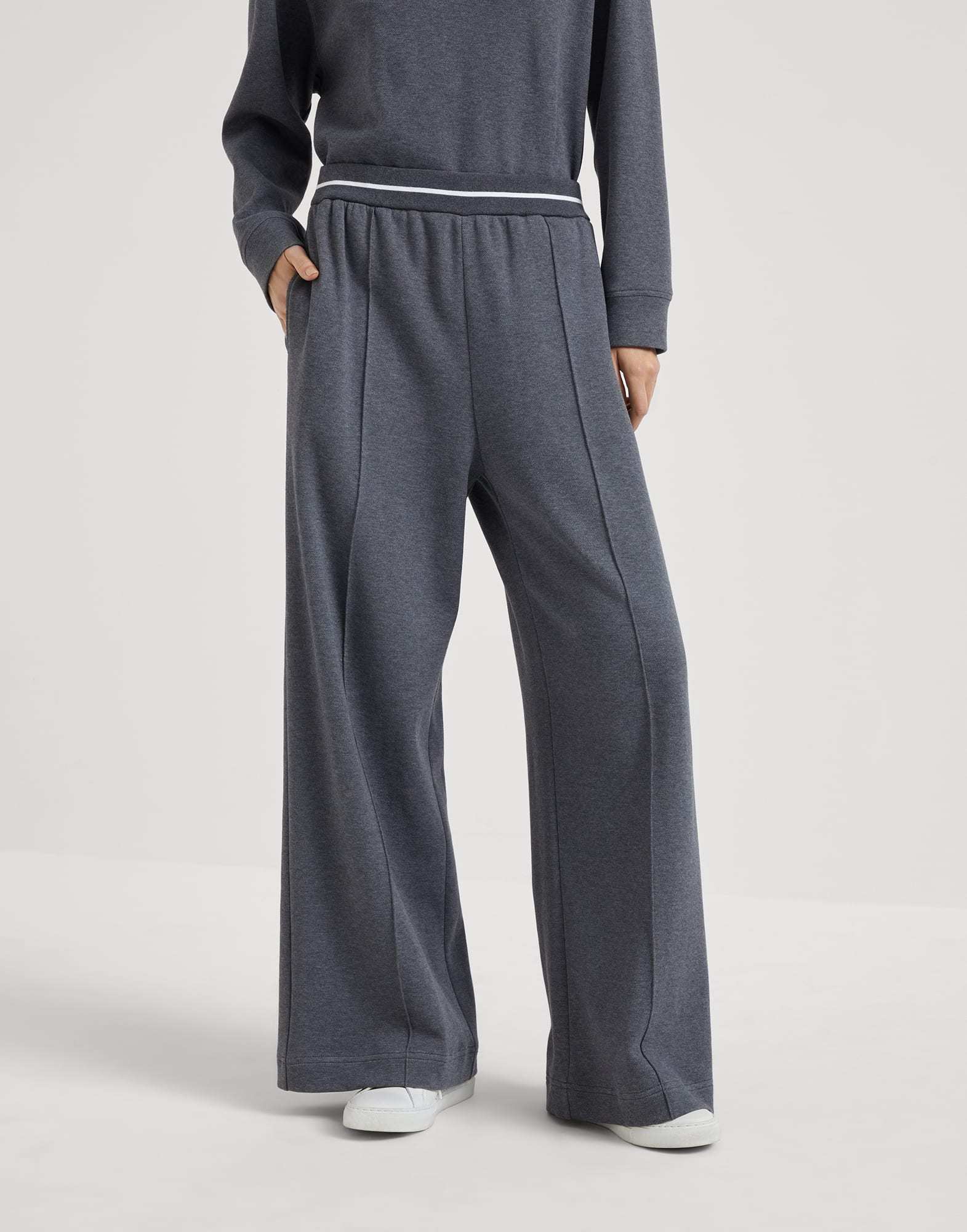 Brunello Cucinelli Cotton Piqué Wide-leg Sweatpants In Black