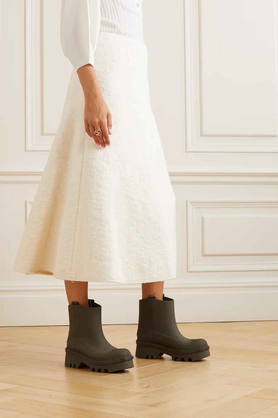 Chloé Elegant Grape Leaf Rain Boots With 5.5 Cm Heel In Brown