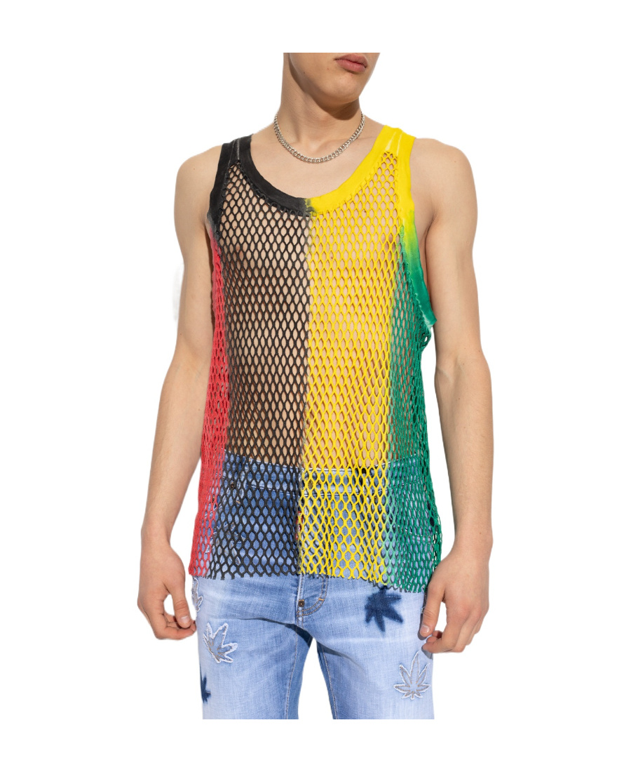 DSQUARED2 COLOUR-BLOCK MESH TANK TOP