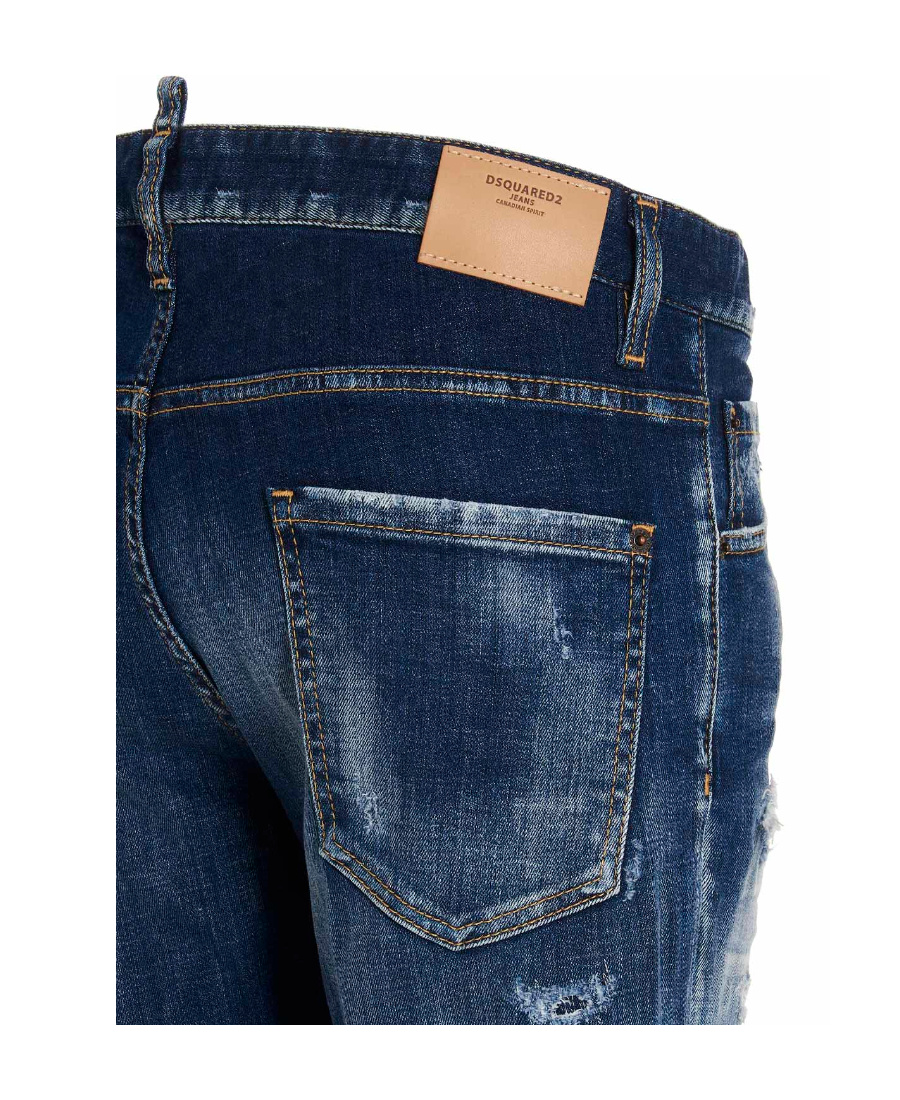 Shop Dsquared2 Distressed Straight Leg Jeans In Blue