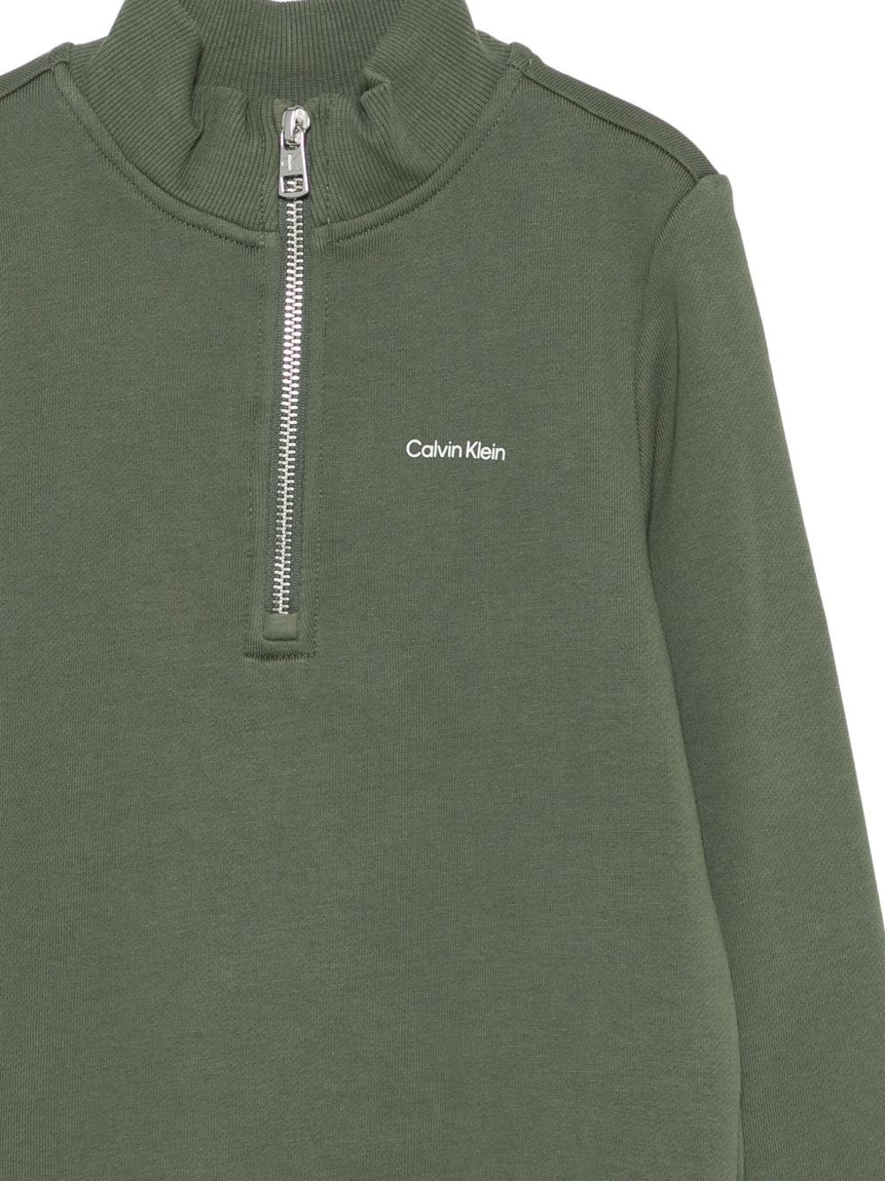 Calvin Klein Jeans Est.1978 Logo Half Zip Sweatshirt In Green
