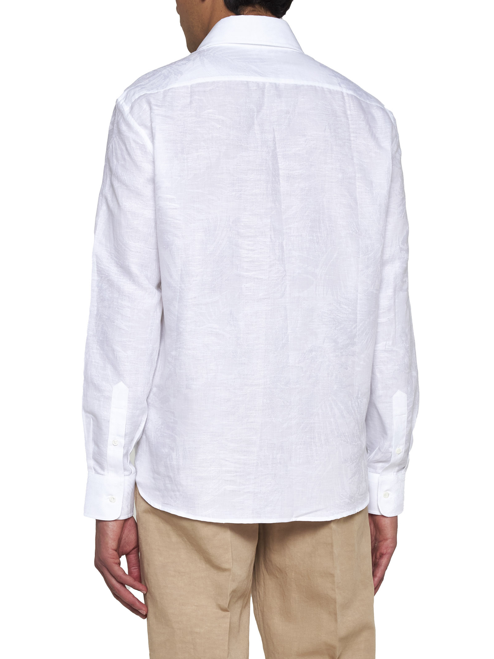 Brunello Cucinelli Long-sleeve Cotton-blend Shirt In White