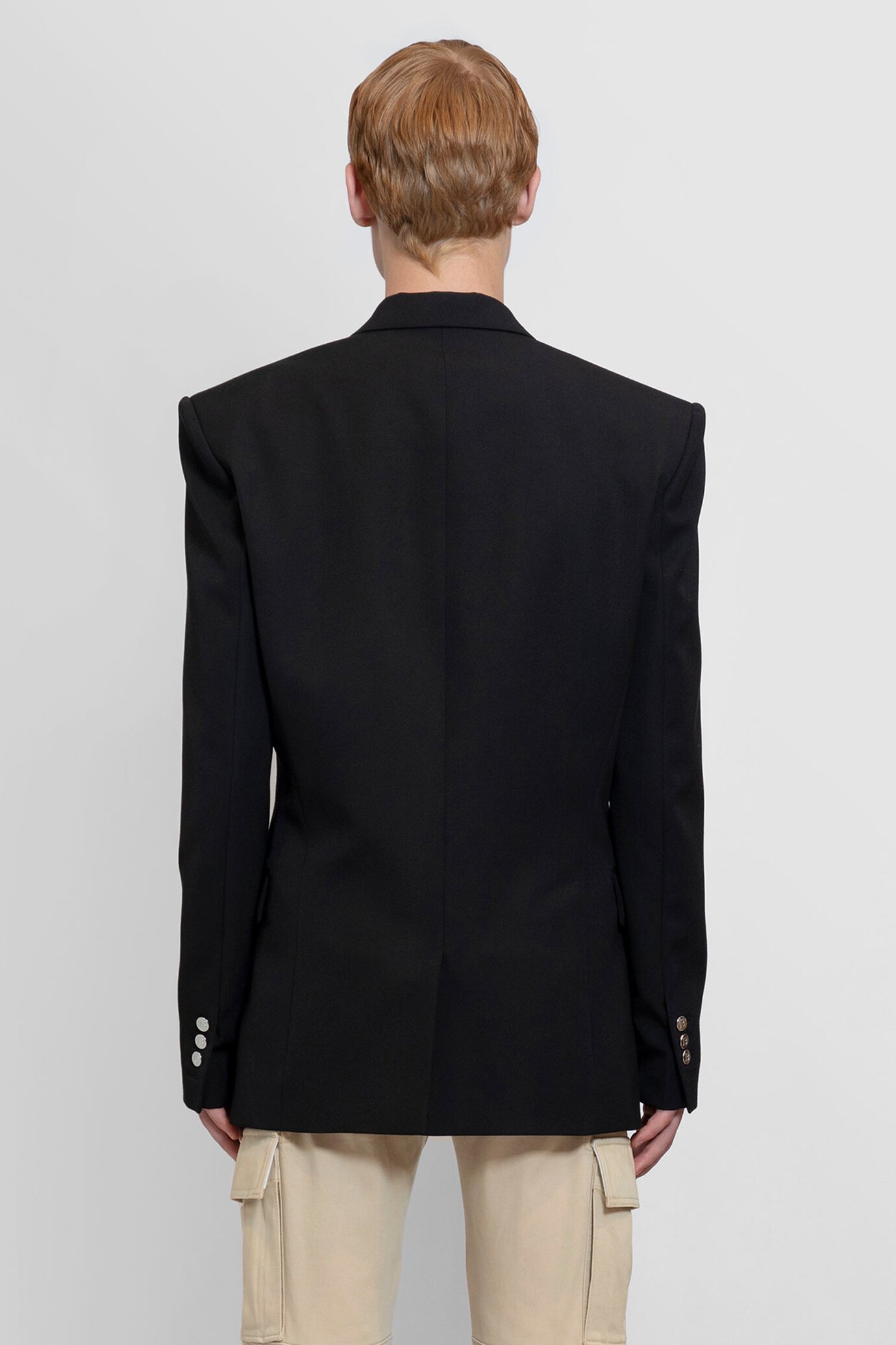 Balmain Fitted Wool Jacket With Notched Lapel In Black