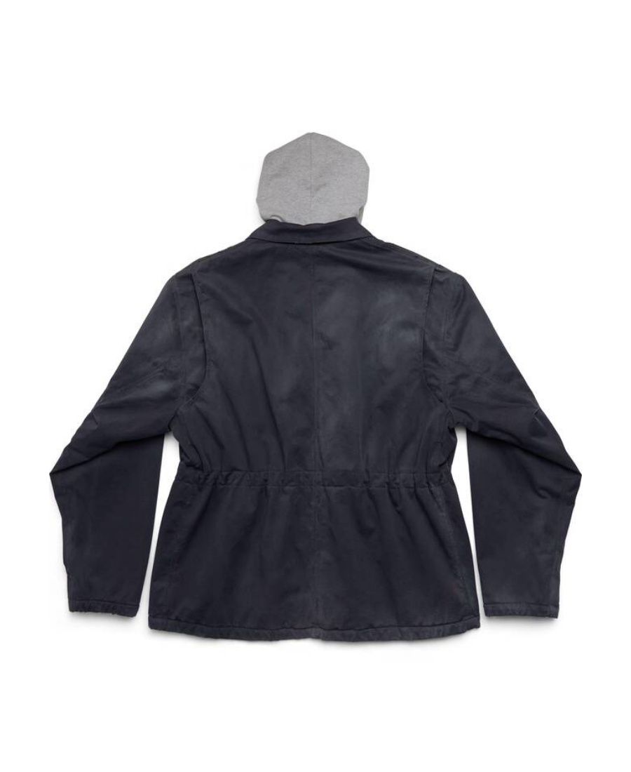 Balenciaga Logo-patch Classic-hood Parka In Black