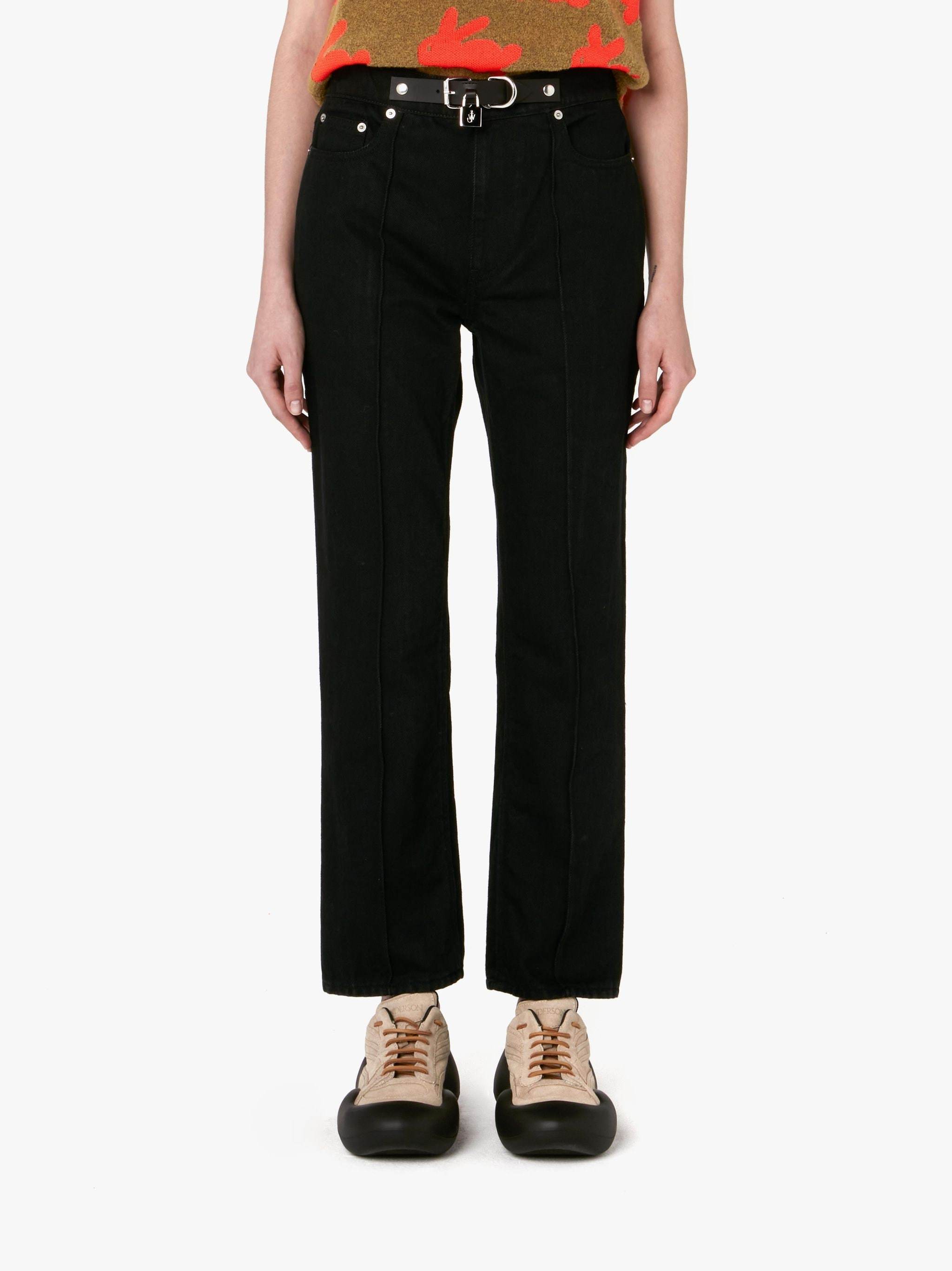 Jw Anderson Padlock Strap Slim-fit Jeans In Black