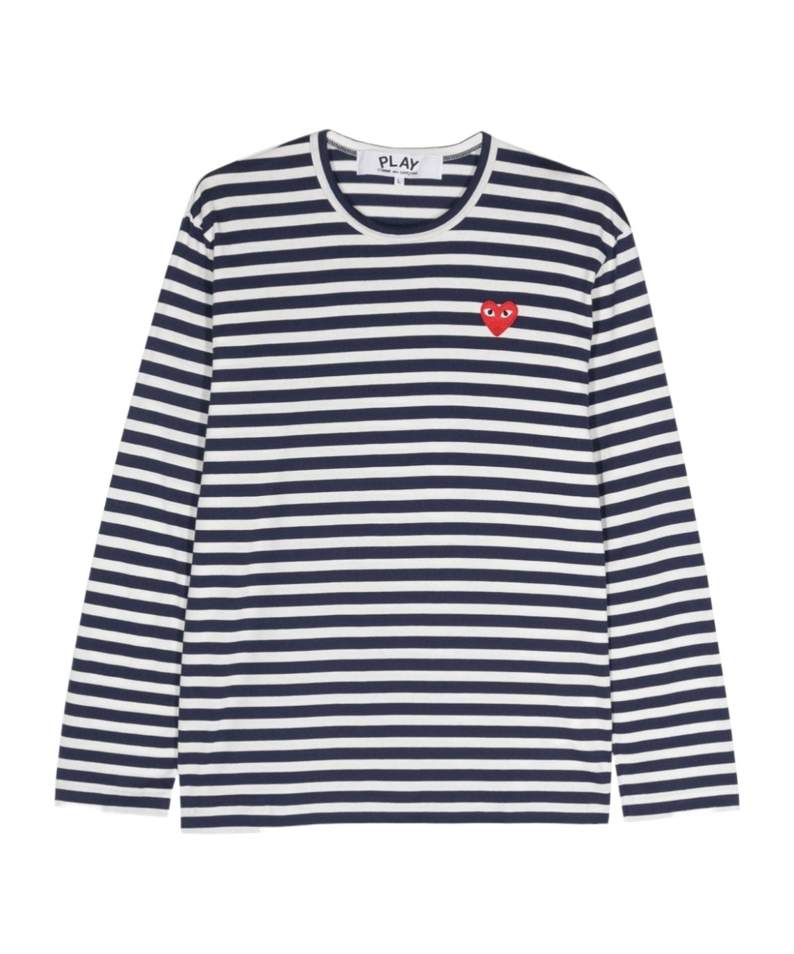 Comme Des Garçons Play Heart-patch Striped Cotton T-shirt In Black