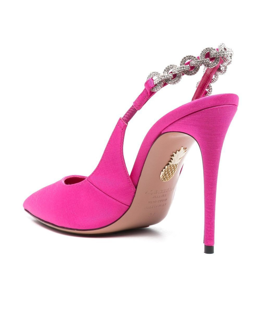 Aquazzura Crystal Embellished Satin Stiletto In Pink