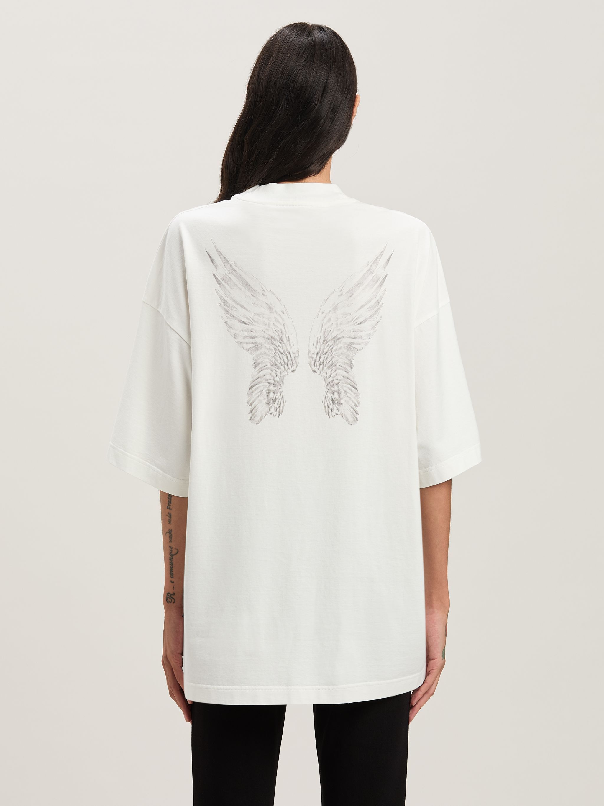 Palm Angels Pencil Drawing Wings Printed T-shirt In White