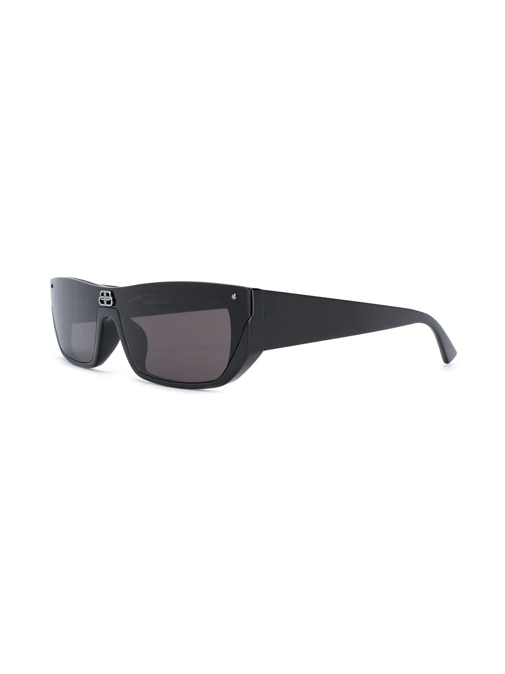 Shop Balenciaga Shield Rectangular-frame Sunglasses In Black