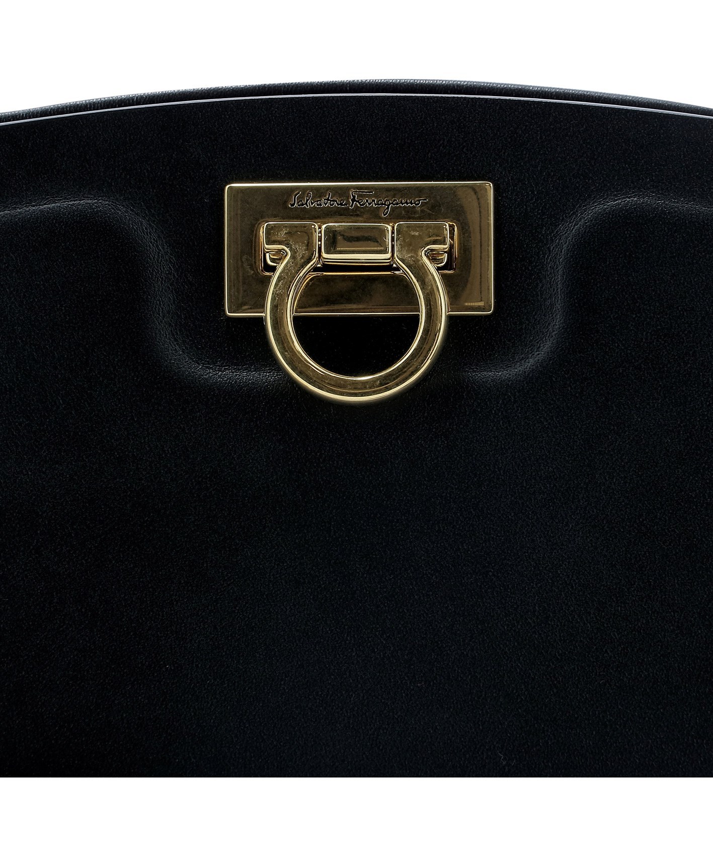 Ferragamo Gancini Detail Embossed Cross-body Bag In Black