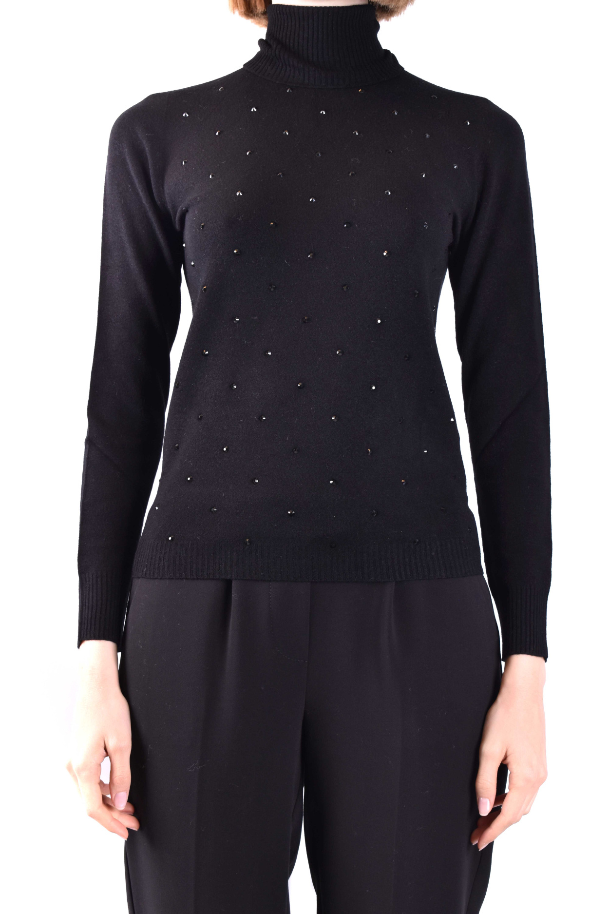 Ermanno Ermanno High-neck Long-sleeved Sweater In Black