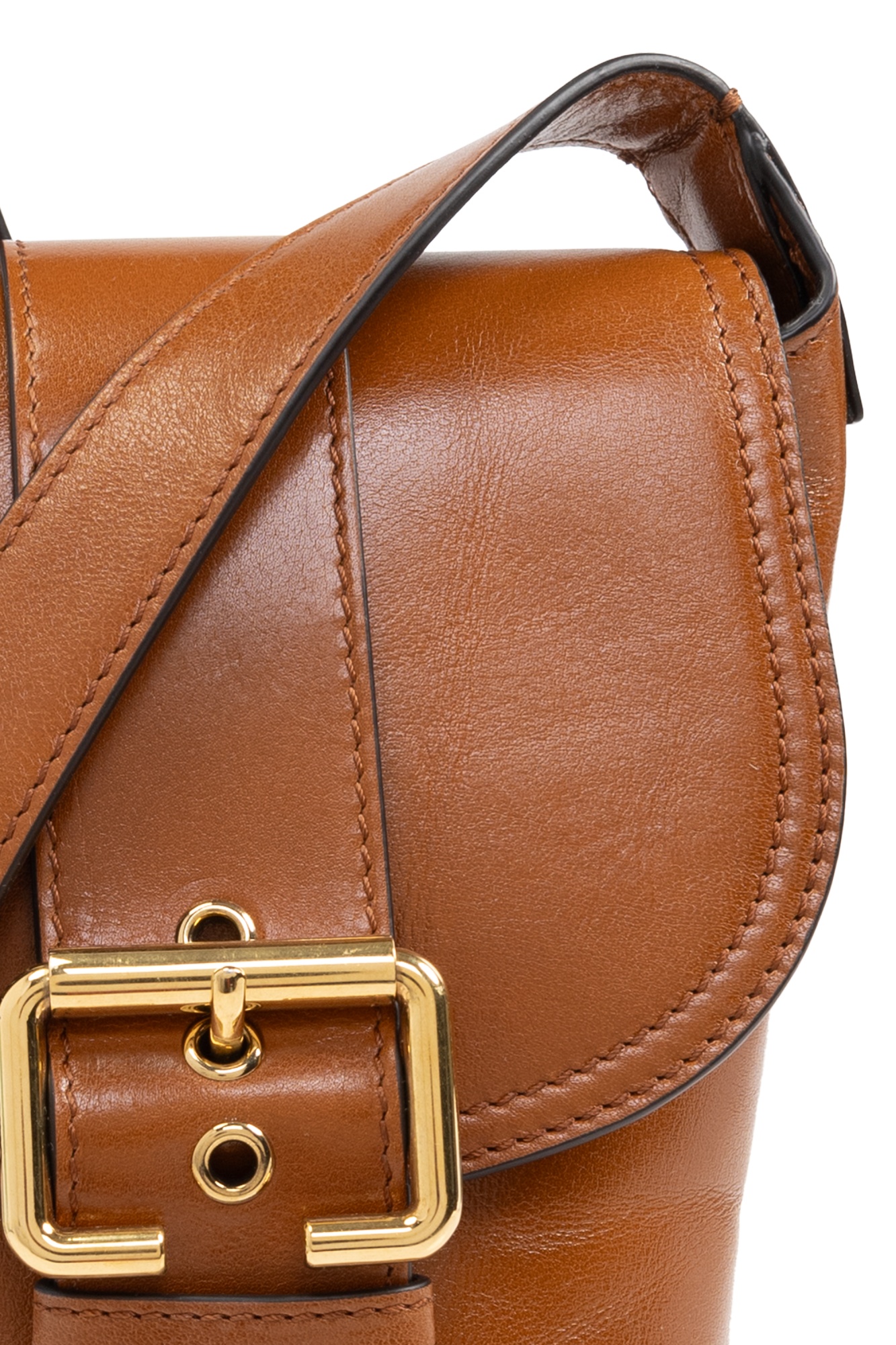 Chloé Mini Leather Saddle Bag In Brown