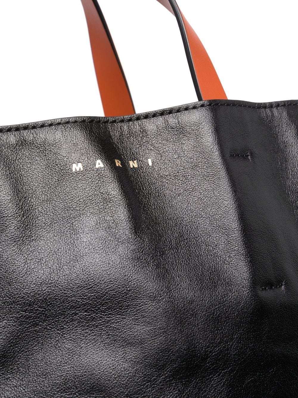 Marni Colourblock Leather Tote Bag In Black