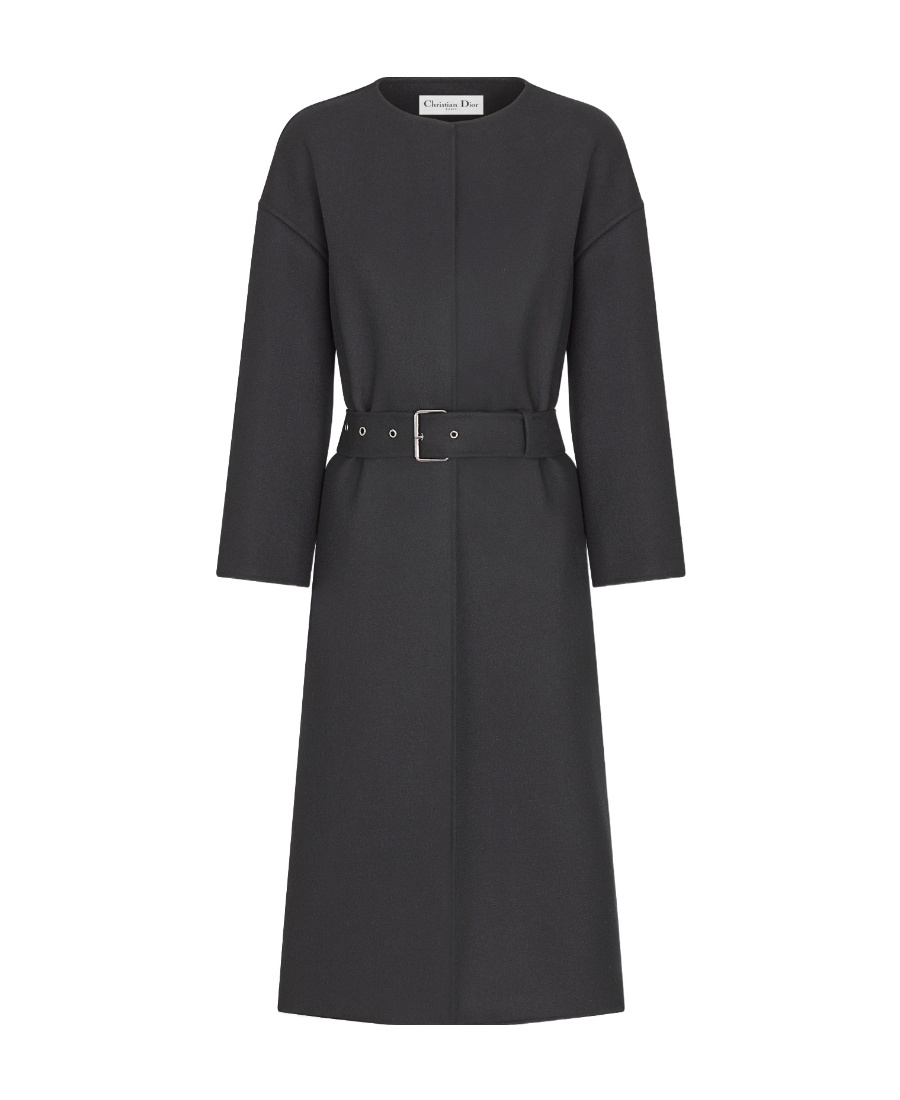 Dior Tie A Belt Overcoat In Black