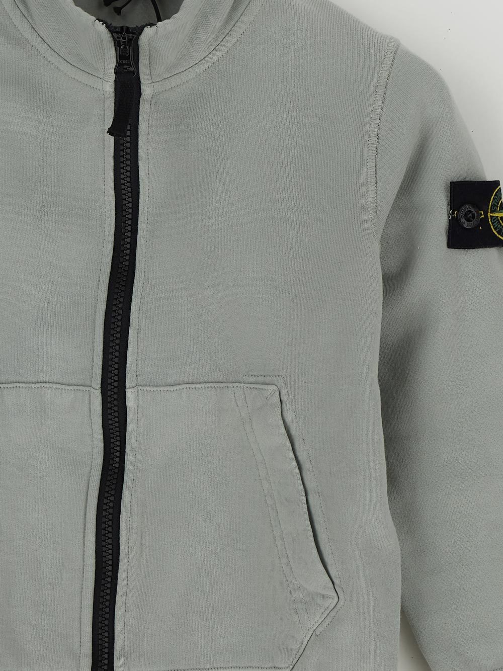 Stone Island Compass-motif Zip-up Sweatshirt In Gray