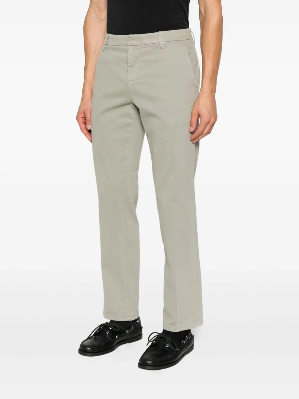 Dondup Tailored Light Green Cotton-blend Pants In Brown