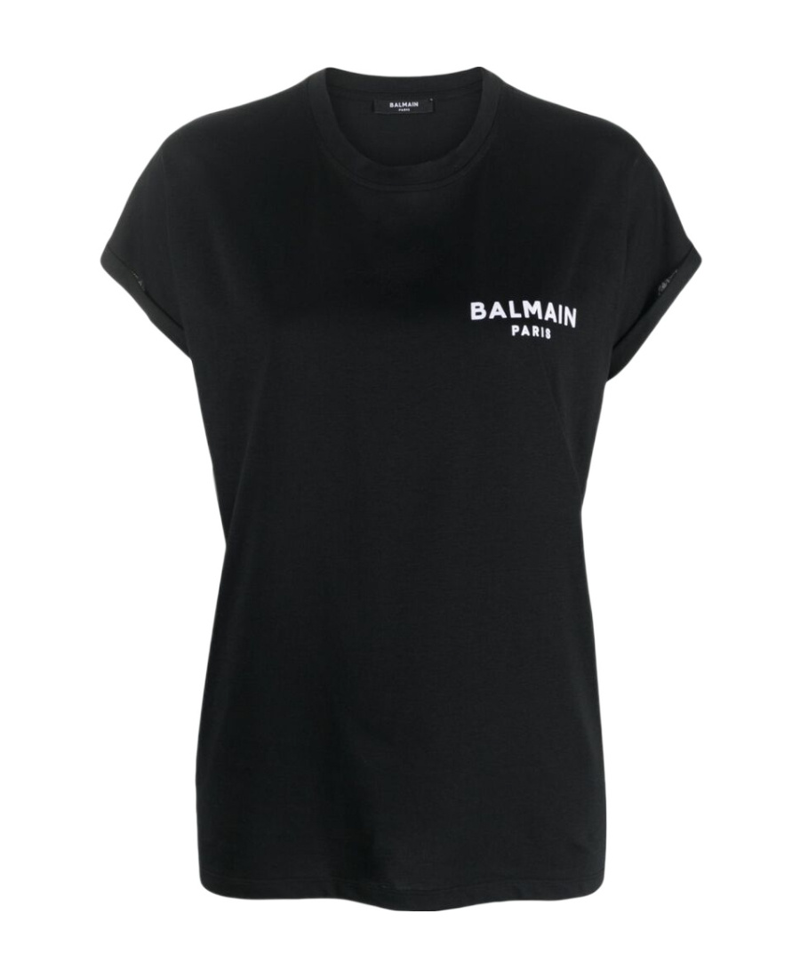 Shop Balmain Flocked T-shirt In Black