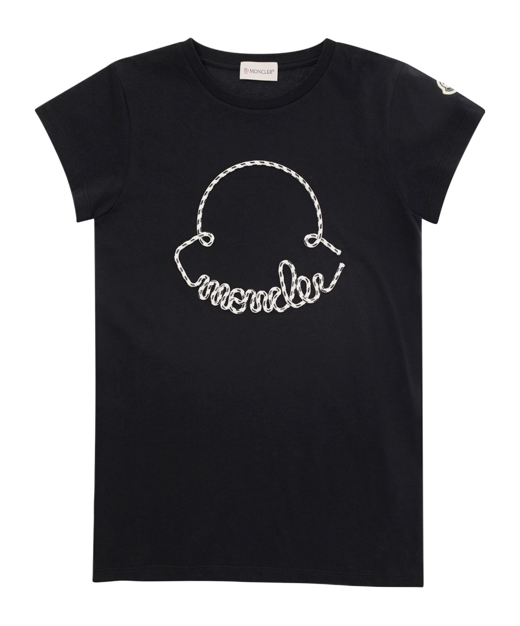 Moncler Rope Logo T-shirt Dress In Black