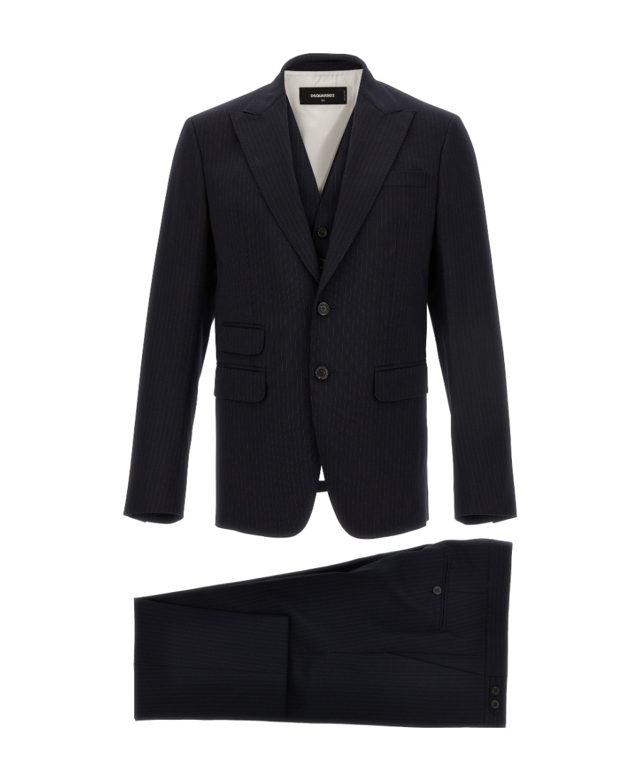 Dsquared2 Pinstripe-pattern Three-piece Suit In Black