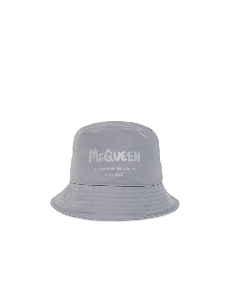 Alexander Mcqueen Tonal Graffiti Bucket Hat In Gray