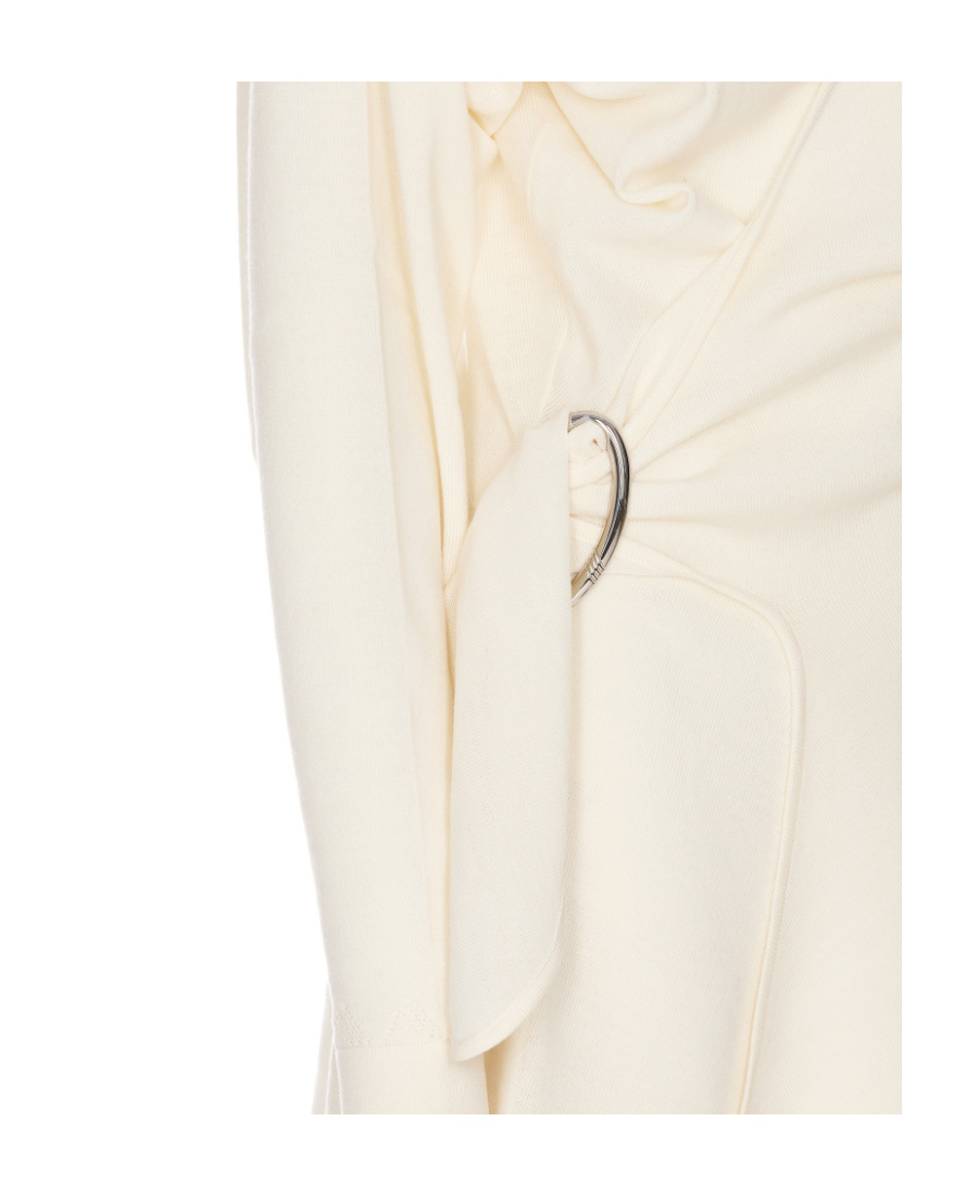 Attico The Hurely Asymmetric Hem Mini Dress In White