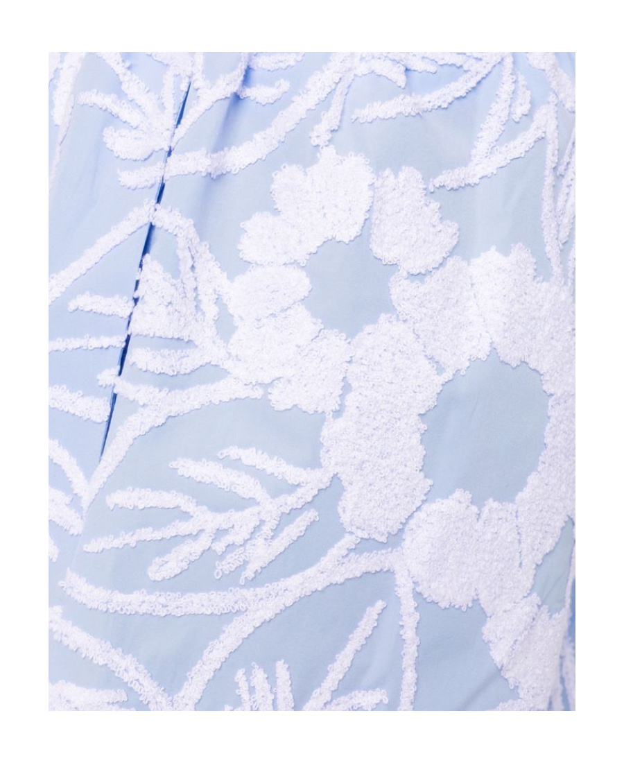 Prada Embroidered Poplin Shorts In Blue/white