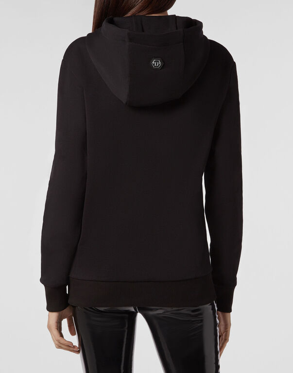 Philipp Plein Logo Details Hooded Hoodie In Black