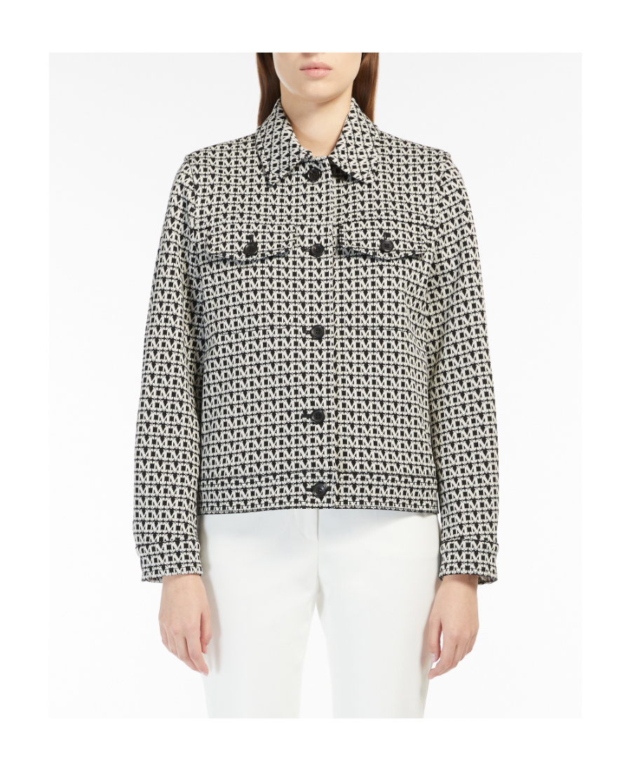 Max Mara Color-blocking Logo Casual Jacket In Gray