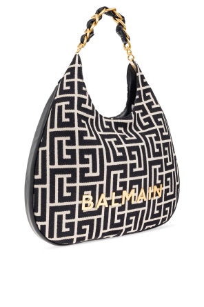 Balmain 1945 Soft Hobo Large Monogrammed Jacquard Tote Bag