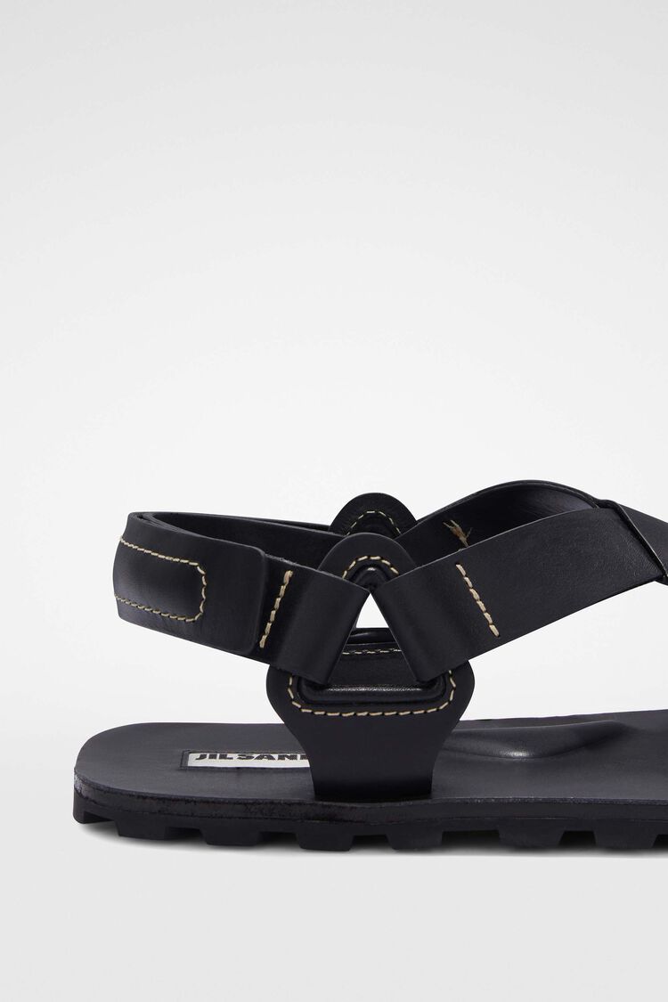 Jil Sander Leather Sandals In Black