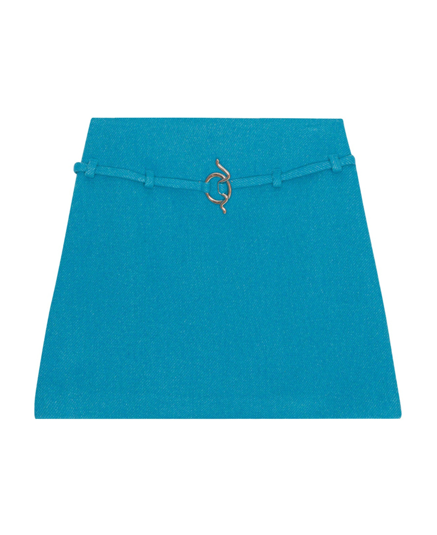 Ganni Recycled Wool Blend Twill Miniskirt In Blue