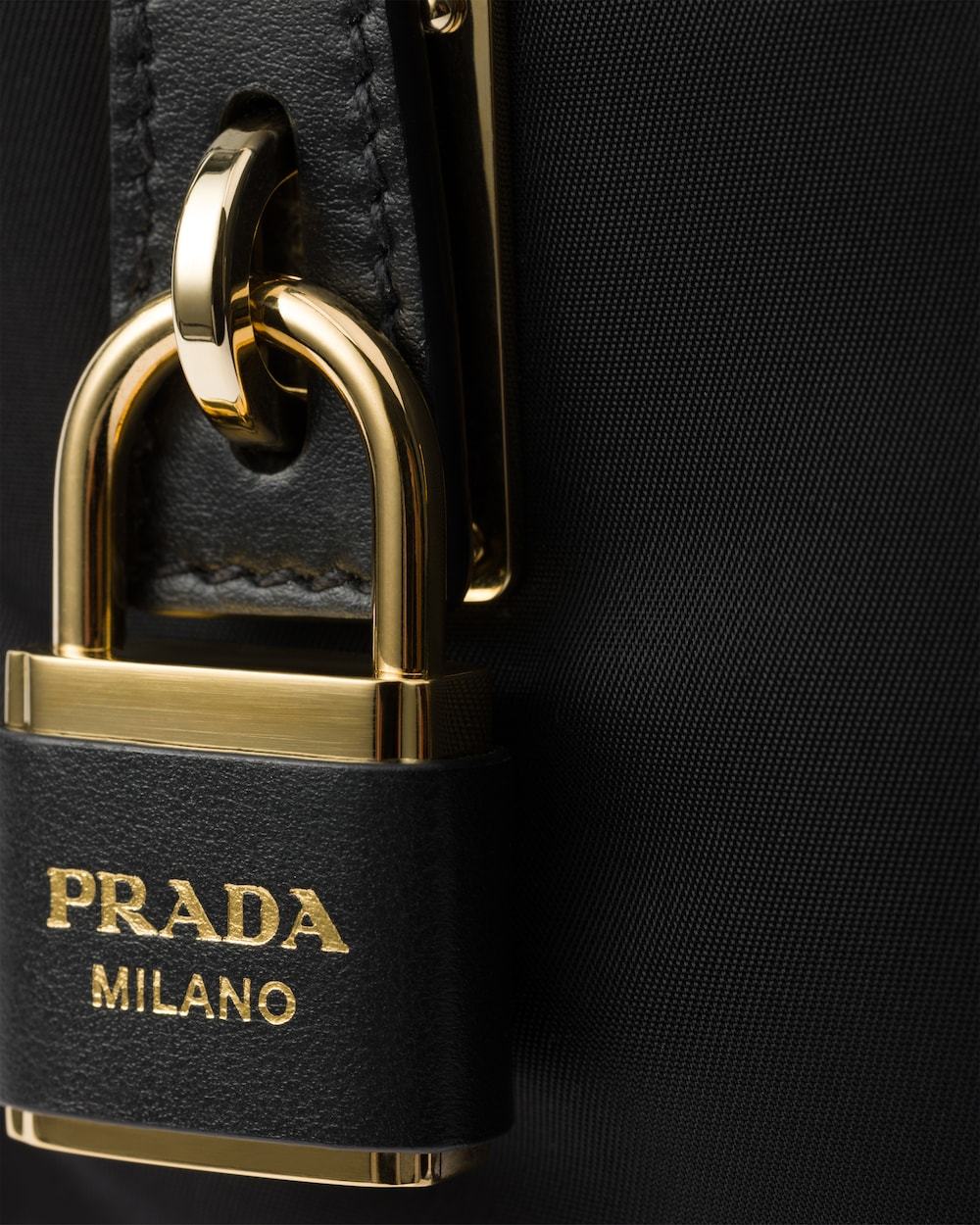 Prada Small Leather-trim Shoulder Bag In Black