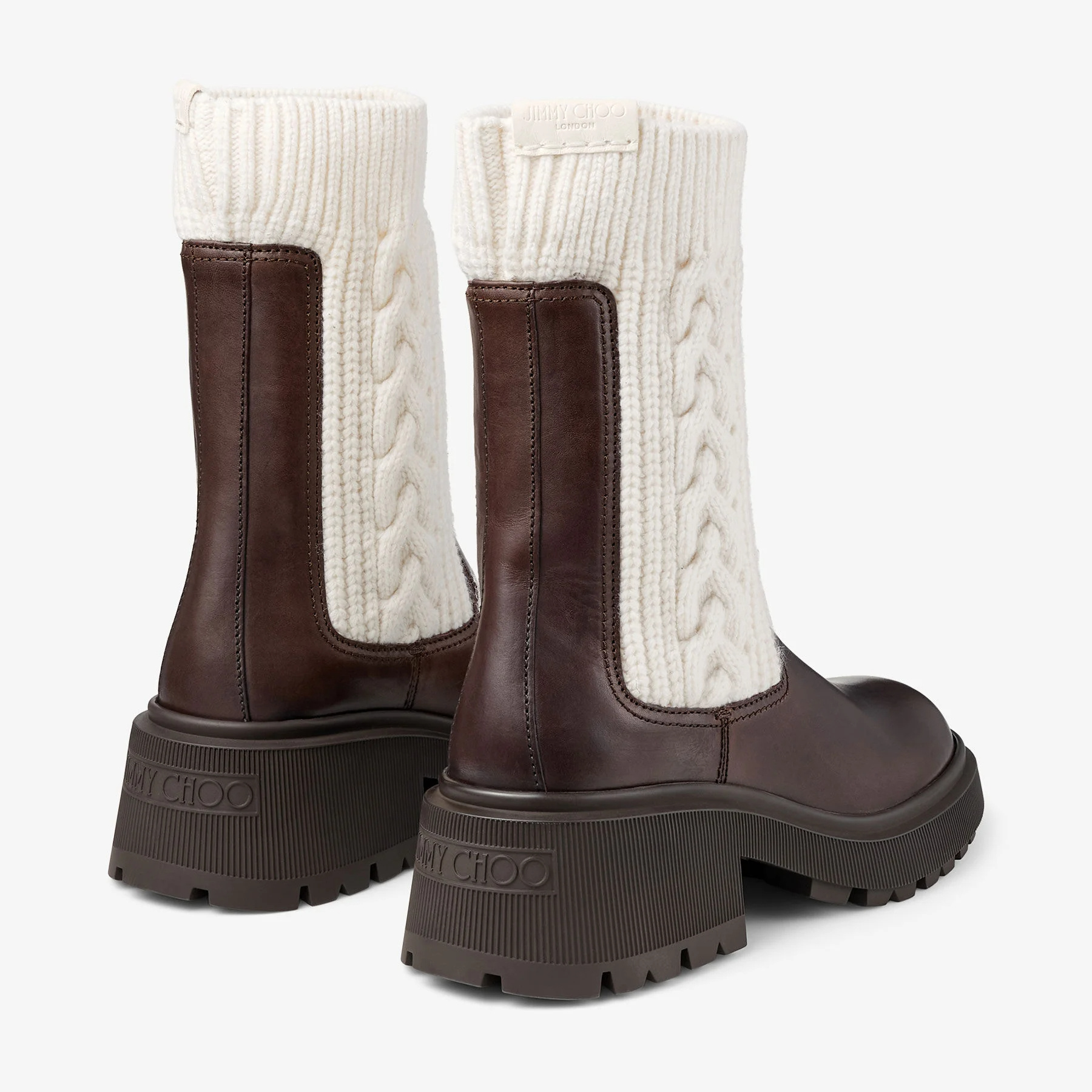 Jimmy Choo Tamia Cable-knit Leather Ankle Boots In Animal Print