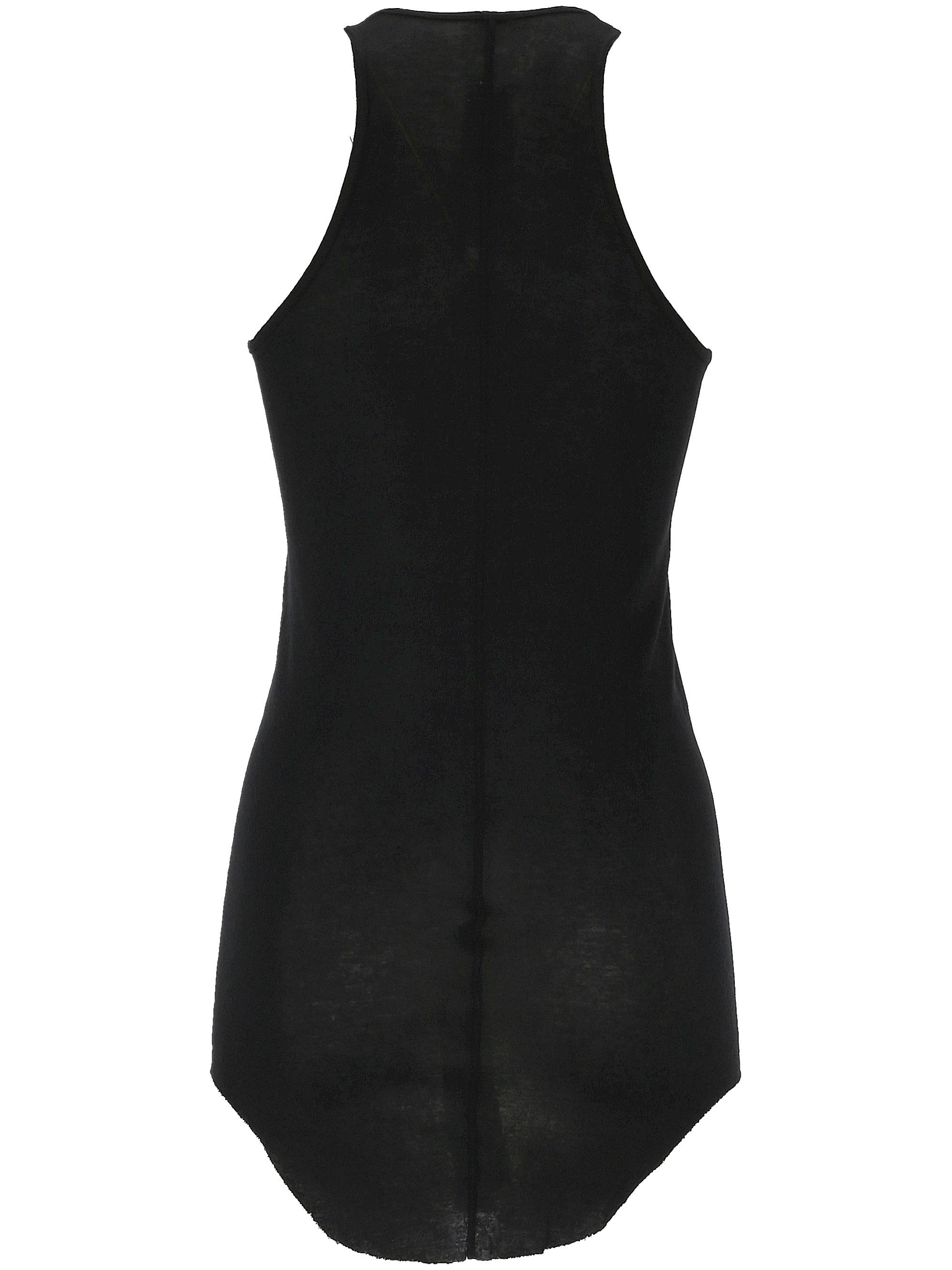 Rick Owens Black Ribbed Tank Top With Curved Hem In Viscose And Silk Blend Woman In Black