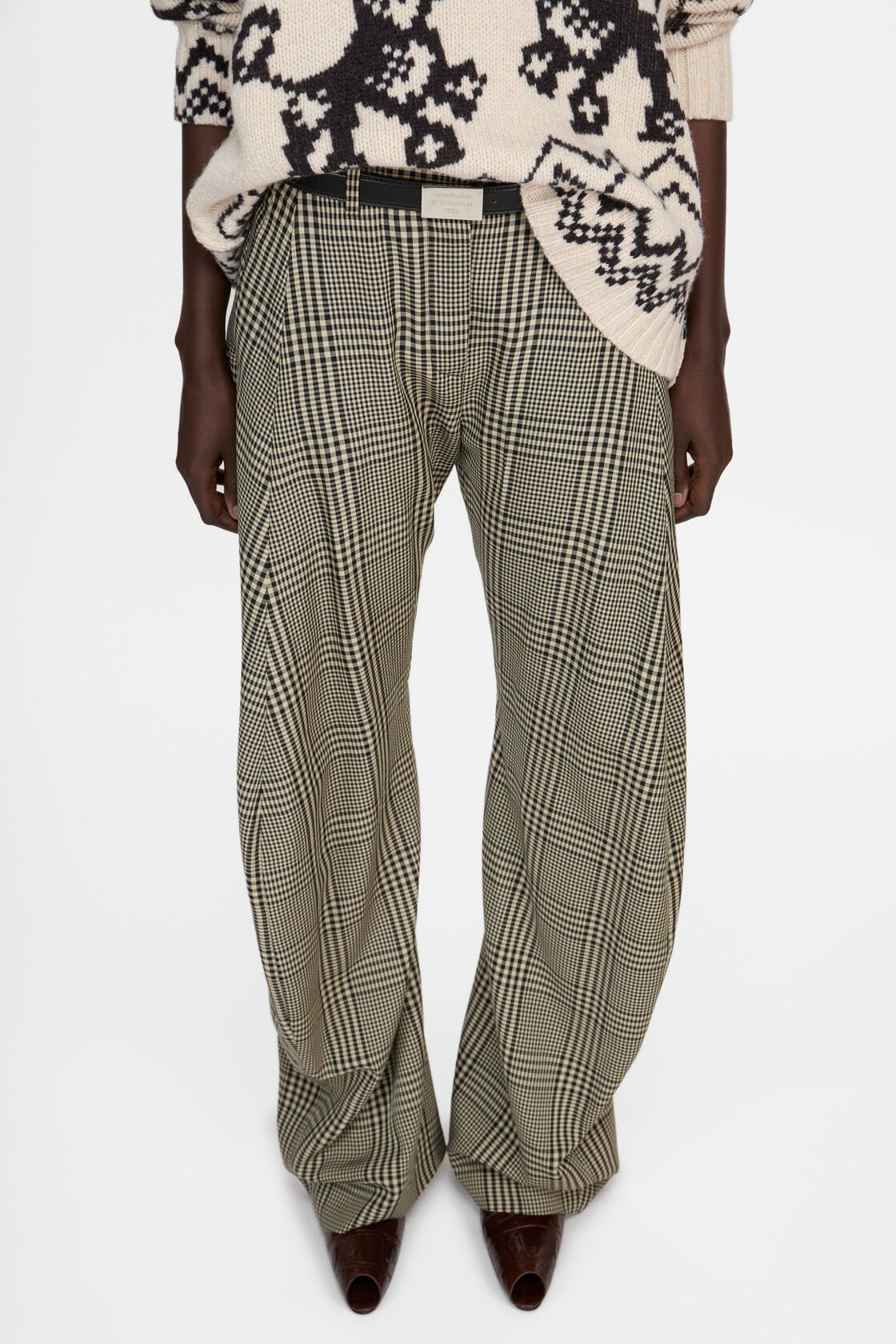 Acne Studios Checked Trousers In Gray