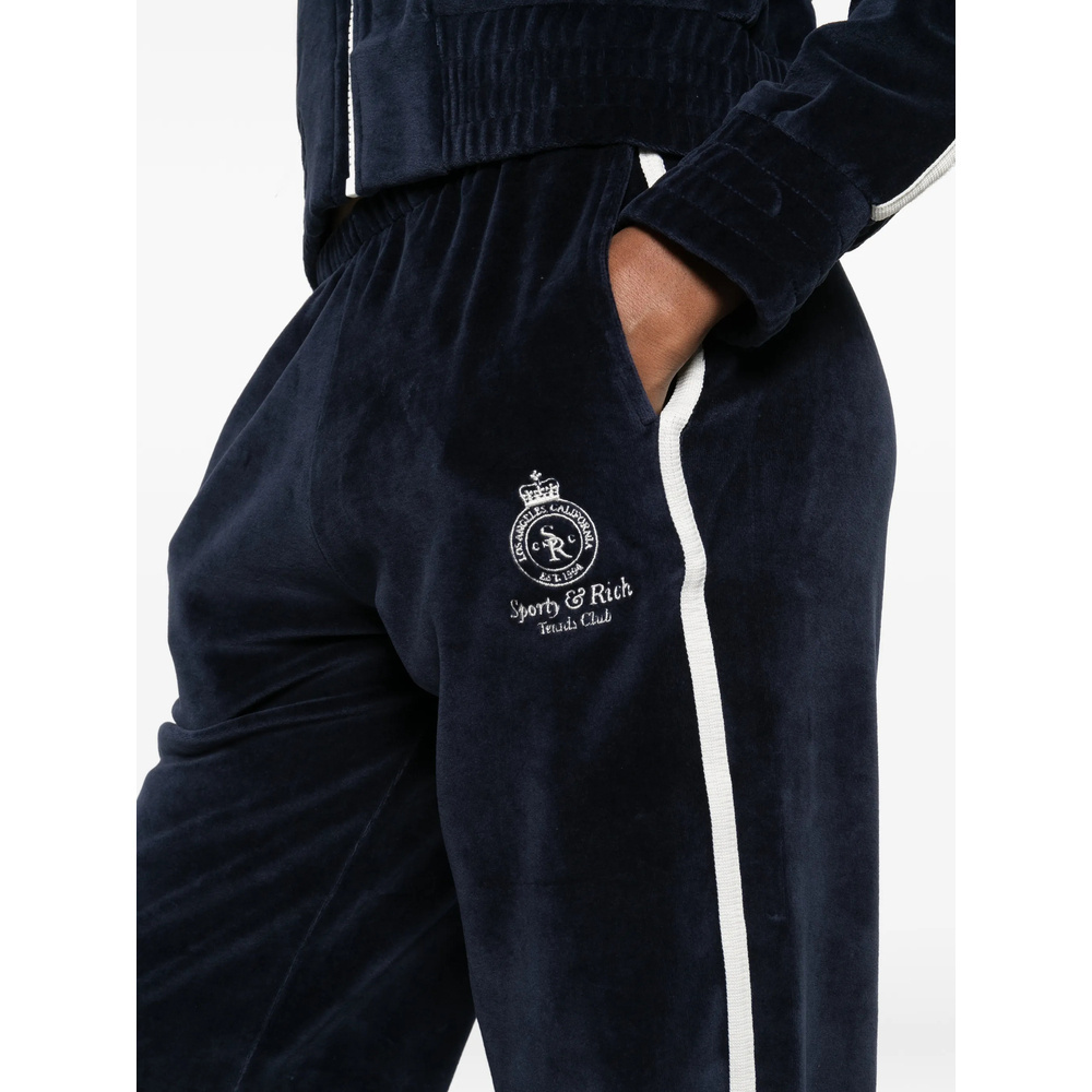 Sporty And Rich Side-stripe Logo-detail Track Pants In Black