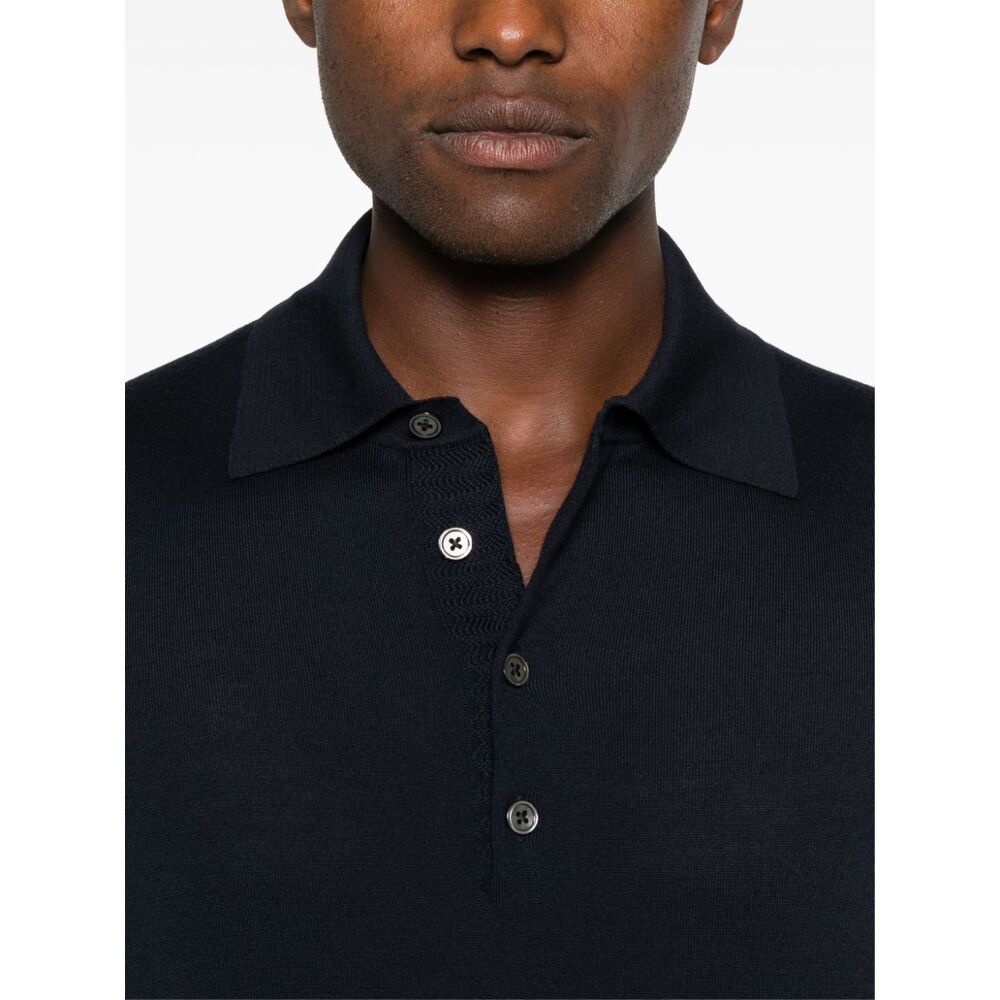 Shop Tom Ford Long-sleeve Wool Polo Shirt In Black