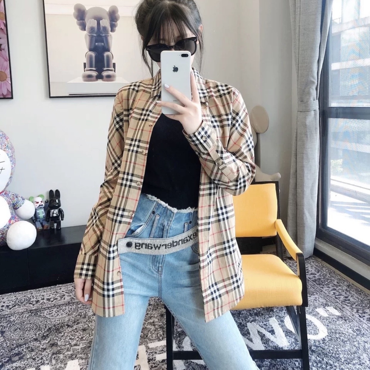 Burberry Simson Vintage Check-pattern Cotton Shirt In Nude