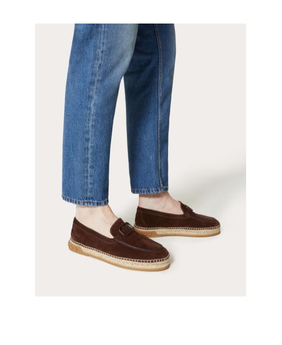 Valentino Leisure Flows Vlogo Suede Espadrilles In Brown