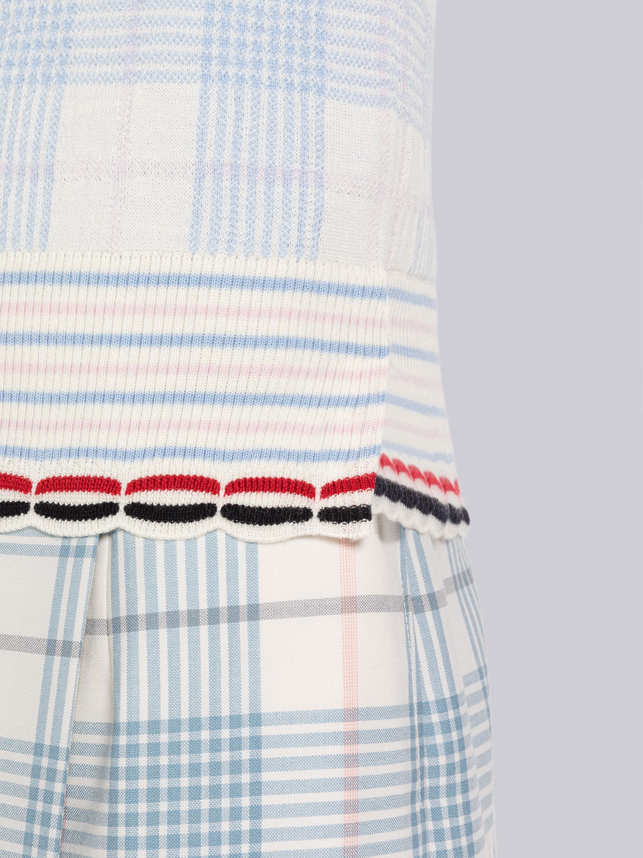 Thom Browne Check-pattern Knitted Top In White