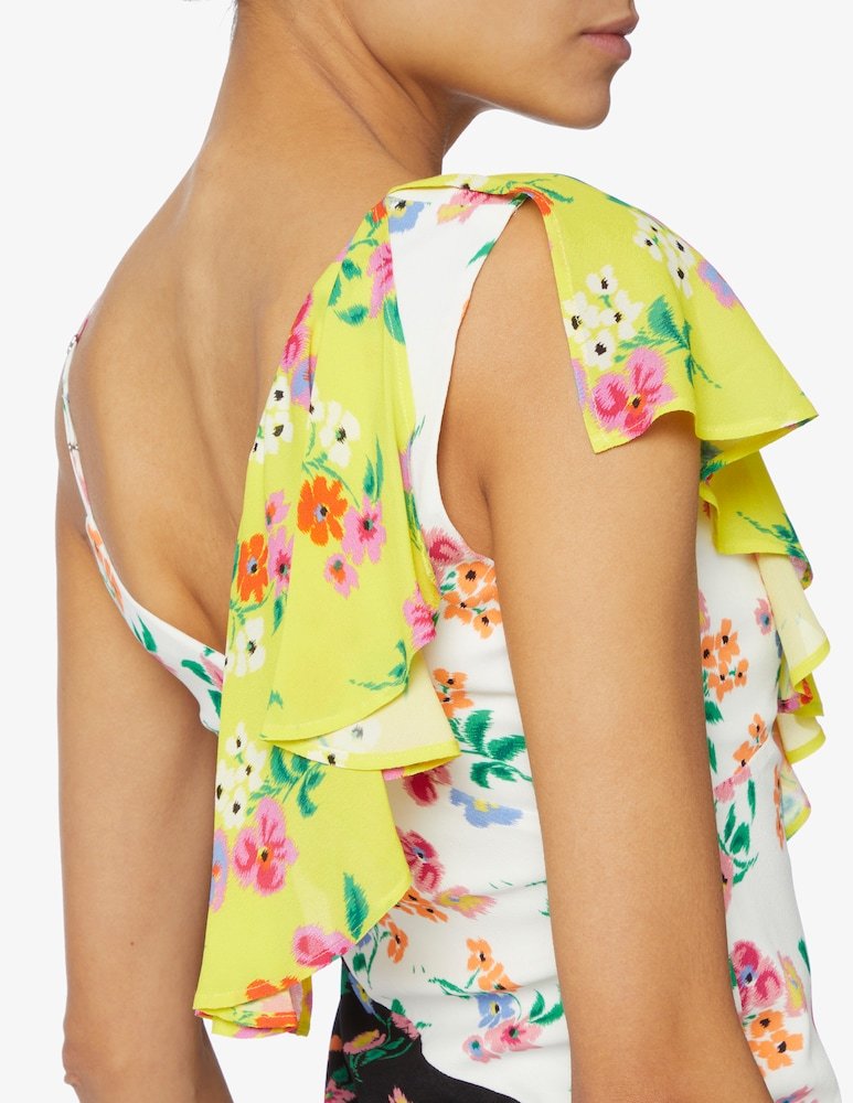 Msgm Floral Print Midi Dress In Multicolor