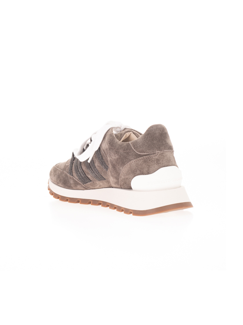 Brunello Cucinelli Side Stripe Low Top Sneakers In Brown