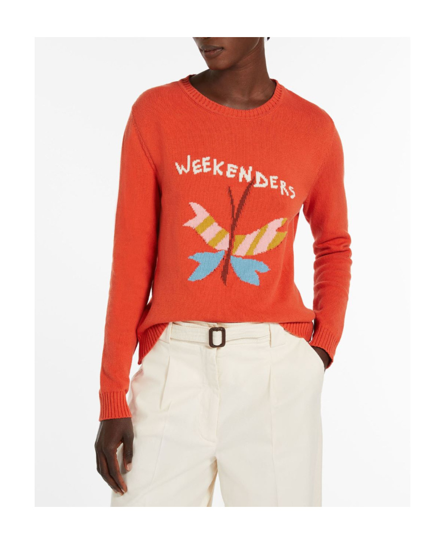 Weekend Max Mara Round Neck Inlaid Sweater In Red