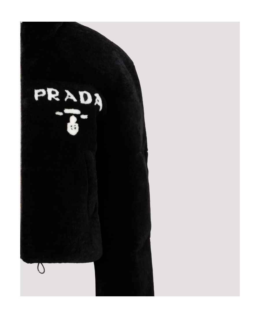 Prada Logo-print Zip-fastening Jacket In Black