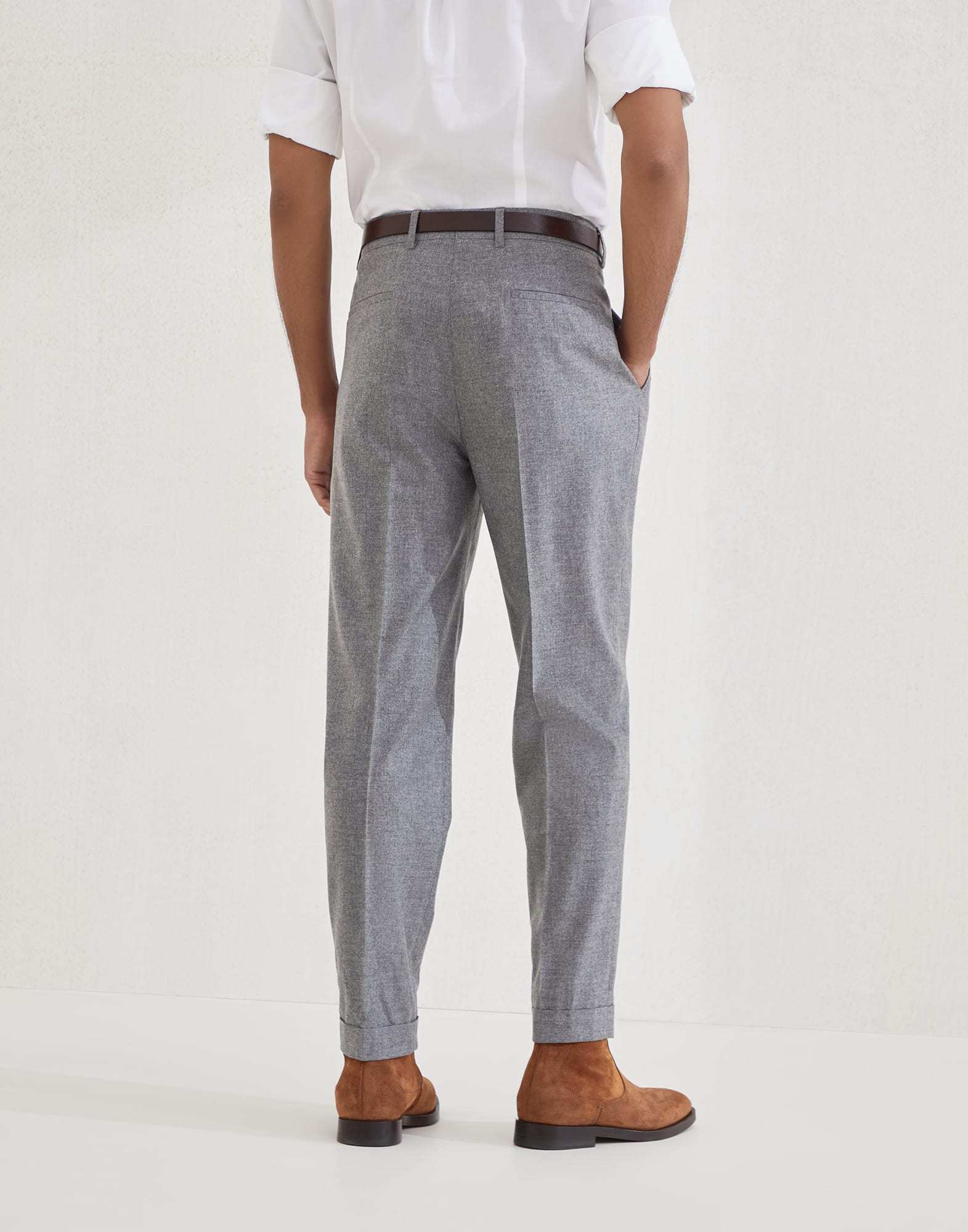 Brunello Cucinelli Timeless Chino Trousers With Pockets In Gray
