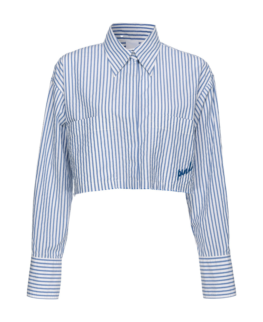 Pinko Striped Short Shirt In White